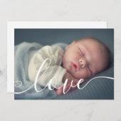 Elegante Script Baby Foto Moderne Geboorte Aankondiging (Voorkant / Achterkant)