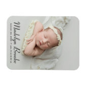Elegante Script Baby Meisje Foto Geboorte Magneet (Horizontaal)