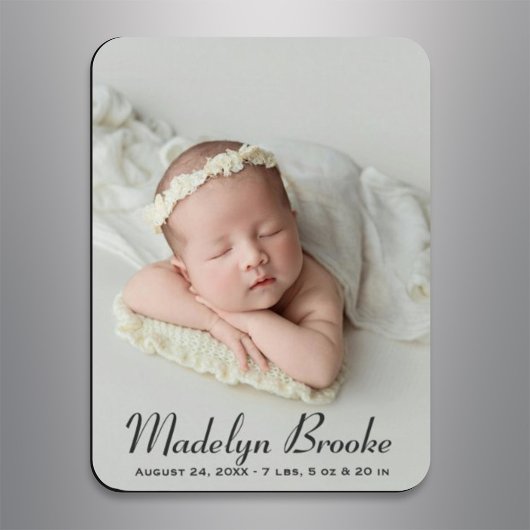 Elegante Script Baby Meisje Foto Geboorte Magneet