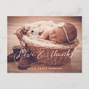 Elegante script baby shower bedankje briefkaart