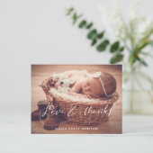 Elegante script baby shower bedankje briefkaart (Staand voorkant)