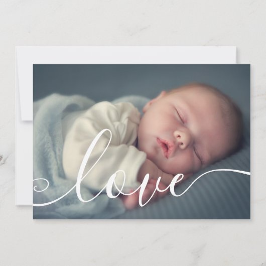 Elegante Script Babyfoto Moderne Geboorte Aankondiging (Voorkant)