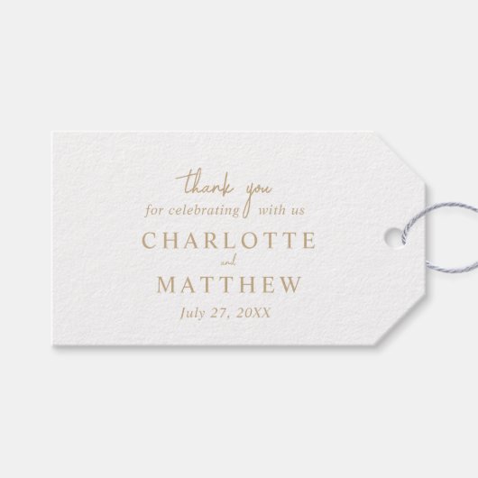 Elegante Script Bedankje Trouwcadeautags Cadeaulabel (Voorkant (Horizontaal))