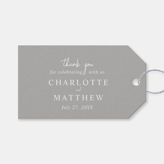 Elegante Script Bedankje Trouwcadeautags Cadeaulabel (Voorkant (Horizontaal))