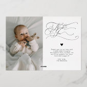 Elegante Script Bedankt Baby Aankondiging (Achterkant)