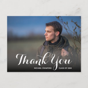 Elegante Script Bedankt Foto Afstuderen Briefkaart