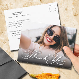 Elegante Script Bedankt Foto Afstuderen Briefkaart