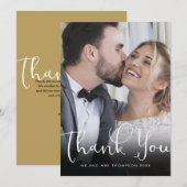Elegante Script Bedankt Gouden Trouwfoto (Voorkant / Achterkant)