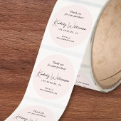 Elegante Script Bedankt Roze Ronde Sticker
