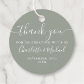 Elegante Script Bedankt Salie Groene Trouw Bedankjes Labels (Achterkant)