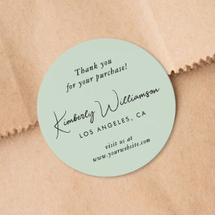 Elegante Script Bedankt Saliegroen Ronde Sticker