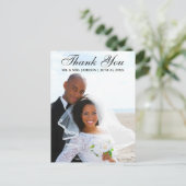 Elegante Script Bedankt Trouwfoto Briefkaart (Staand voorkant)