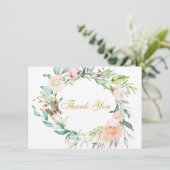 Elegante Script Bedankt Waterverfrozen Bloemen (Staand voorkant)