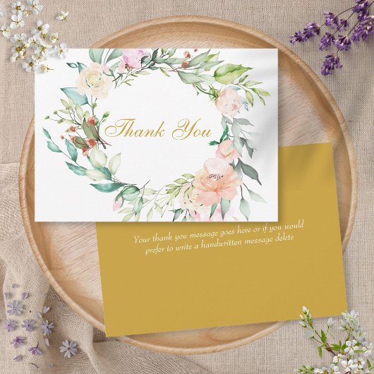 Elegante Script Bedankt Waterverfrozen Bloemen