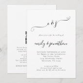 Elegante Script Beginletters QR-code Bruiloft Kaart (Voorkant / Achterkant)