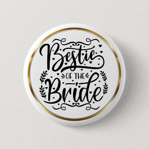 Elegante Script Beste vriendin van de Bruid Gouden Ronde Button 5,7 Cm