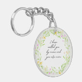 Elegante Script Bijbeltekst Botanische Wilde Bloem Sleutelhanger (Voorkant Links)