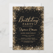 Elegante Script Black Goud Glitter 60e Verjaardag  Kaart (Voorkant)