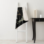 Elegante Script Black Goud Monogram Groenelementen Sherpa Deken (In situ)