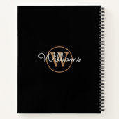 Elegante Script Black Goud Monogram Naam Notitiebo Notitieboek (Achterkant)
