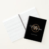 Elegante Script Black Goud Monogram Naam Notitiebo Notitieboek (Binnen)