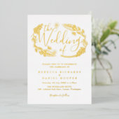 Elegante Script Blad Bruiloft Goud Folie Uitnodigi Uitnodiging (Staand Voorkant)