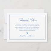 Elegante Script Blauwe Baby Shower Bedankkaart (Voorkant)