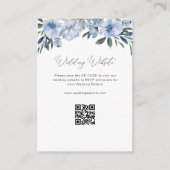 Elegante script blauwe bloemen bruiloft website informatiekaartje (Voorkant)