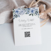Elegante script blauwe bloemen bruiloft website informatiekaartje