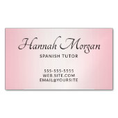 Elegante Script Bleek Roze Ombre Magnetisch Visitekaartje (Voorkant)