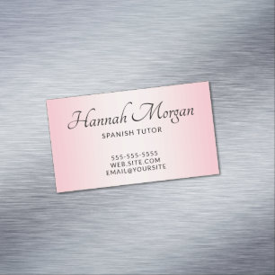 Elegante Script Bleek Roze Ombre Magnetisch Visitekaartje
