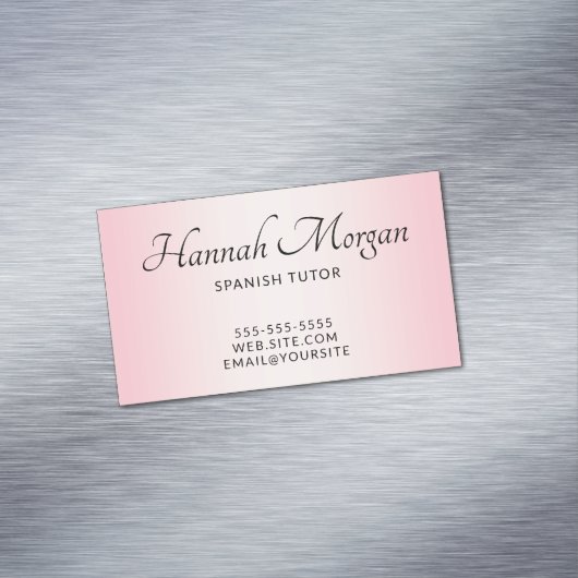 Elegante Script Bleek Roze Ombre Magnetisch Visitekaartje (Voorbeeld)