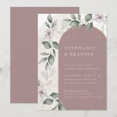 Elegante Script Bloem Roze Boog Bruiloft Kaart (Voorkant / Achterkant)