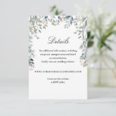 Elegante script bloemcascade trouwdetails informatiekaartje (Staand voorkant)