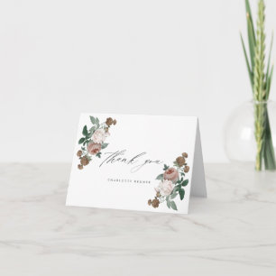 Elegante script bloemen doop dankjewel kaart