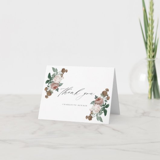 Elegante script bloemen doop dankjewel kaart (Voorkant)