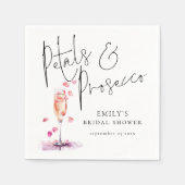 Elegante Script Bloemen en Prosecco Bruidsborrel Servet (Voorkant)