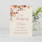 Elegante script bloemendiner Thanksgiving  Kaart (Staand voorkant)