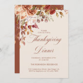 Elegante script bloemendiner Thanksgiving  Kaart (Voorkant / Achterkant)