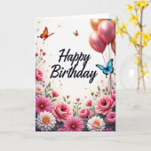 Elegante script bloemige verjaardagskaart kaart (Gele Bloem)