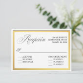 Elegante script bloemrijke Spaanse RSVP bruiloft Kaart (Staand voorkant)