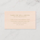 Elegante Script Blush Peach en Goud gepersonalisee Visitekaartje (Achterkant)