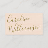 Elegante Script Blush Peach en Goud gepersonalisee Visitekaartje (Voorkant)