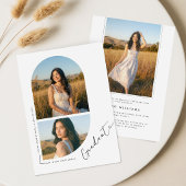 Elegante Script Boog Foto Collage Afstuderen Aankondiging