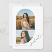 Elegante Script Boog Foto Collage Afstuderen Aankondiging (Voorkant)