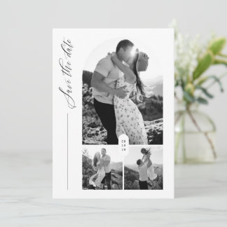Elegante Script Boog Huwelijksfoto Save The Date