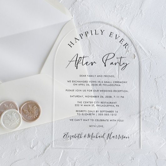 Elegante Script Boog Trouwreceptie Acryl Uitnodigingen
