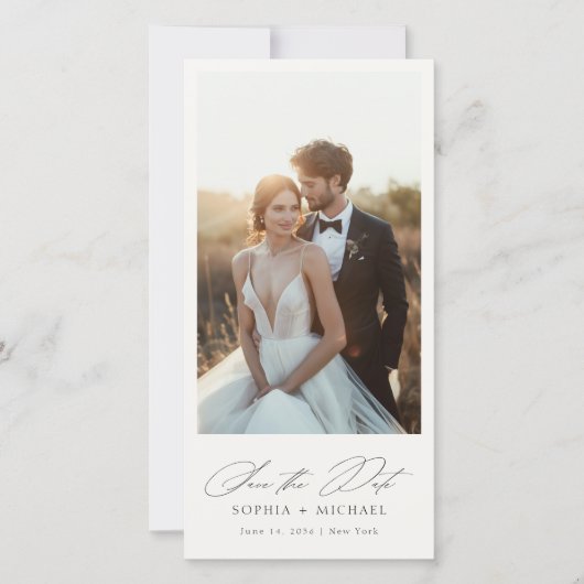 Elegante script bookmark foto save-the-date save the date (Voorkant)