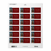 Elegante Script Boom Niet-Foto Rode Kerstboom Etiket (Full Sheet)