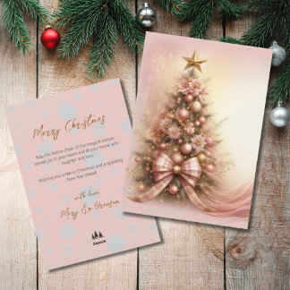 Elegante Script Boom Niet-Foto Waterverf Kerstmis Feestdagenkaart